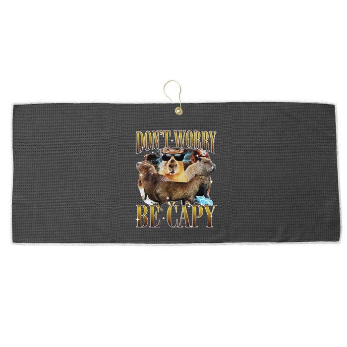 Animals Funny Meme DonT Worry Be Capy Capybara Moon Feral Large Microfiber Waffle Golf Towel