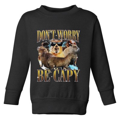 Animals Funny Meme DonT Worry Be Capy Capybara Moon Feral Toddler Sweatshirt