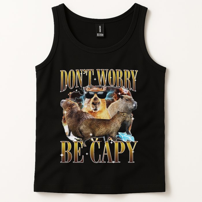 Animals Funny Meme DonT Worry Be Capy Capybara Moon Feral Tank Top