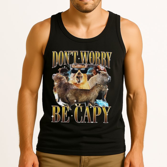 Animals Funny Meme DonT Worry Be Capy Capybara Moon Feral Tank Top