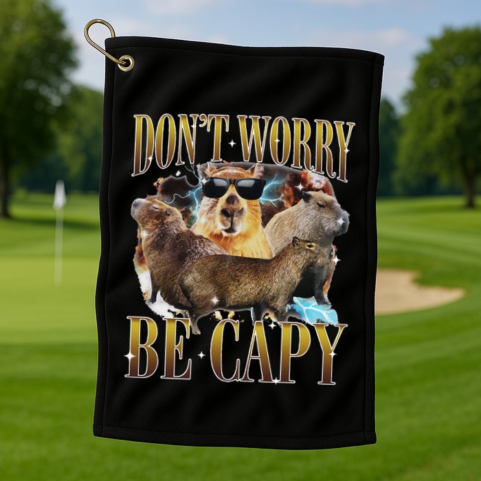 Animals Funny Meme DonT Worry Be Capy Capybara Moon Feral Golf Towel