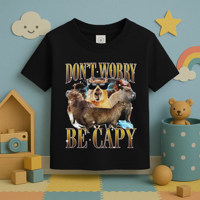 Animals Funny Meme DonT Worry Be Capy Capybara Moon Feral Toddler T-Shirt