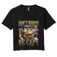 Animals Funny Meme DonT Worry Be Capy Capybara Moon Feral Crop Top