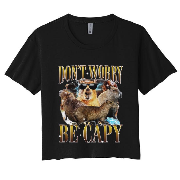 Animals Funny Meme DonT Worry Be Capy Capybara Moon Feral Crop Top