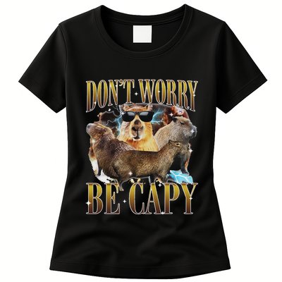 Animals Funny Meme DonT Worry Be Capy Capybara Moon Feral Womens T-Shirt