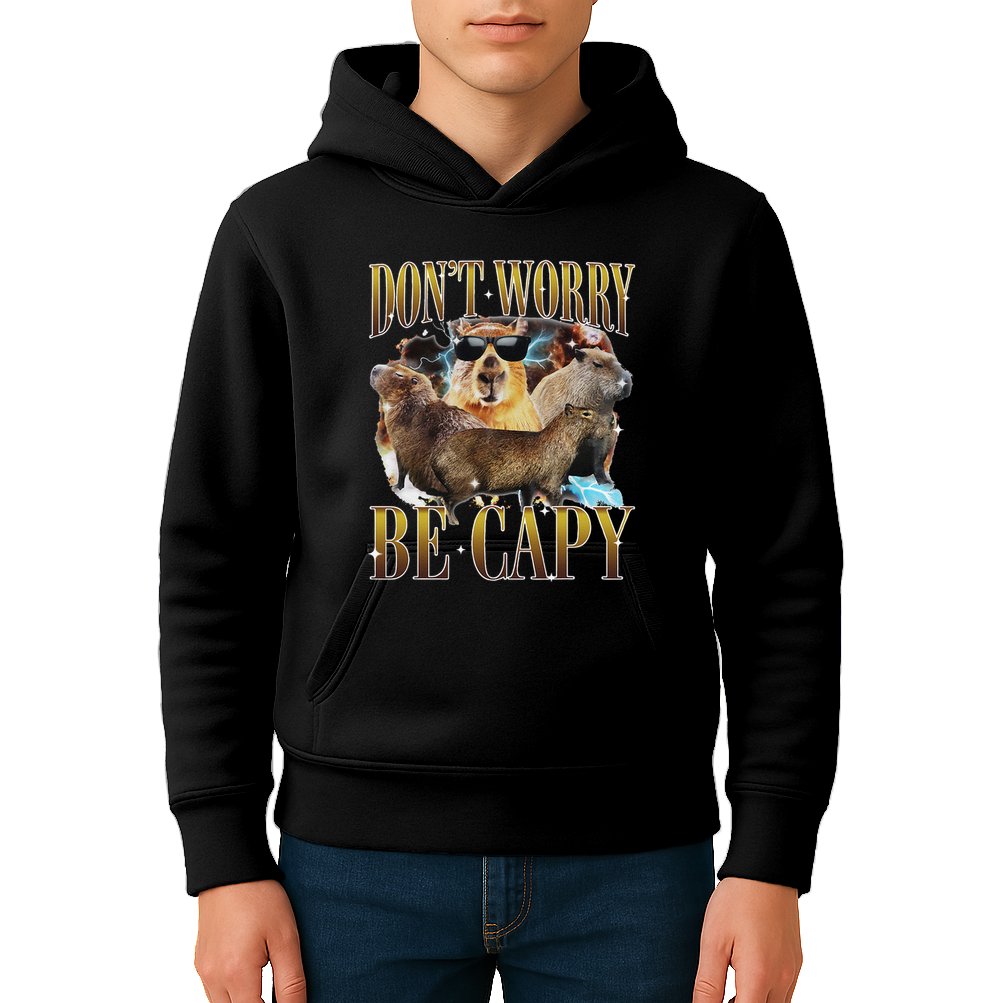 Animals Funny Meme DonT Worry Be Capy Capybara Moon Feral Kids Hoodie