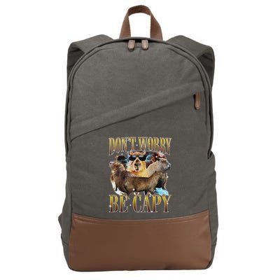 Animals Funny Meme DonT Worry Be Capy Capybara Moon Feral Cotton Canvas Backpack