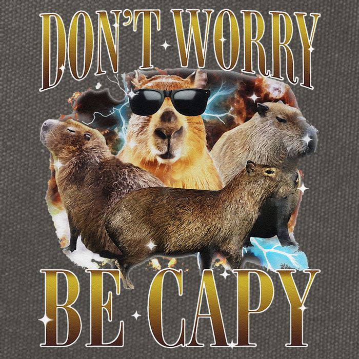 Animals Funny Meme DonT Worry Be Capy Capybara Moon Feral Cotton Canvas Backpack