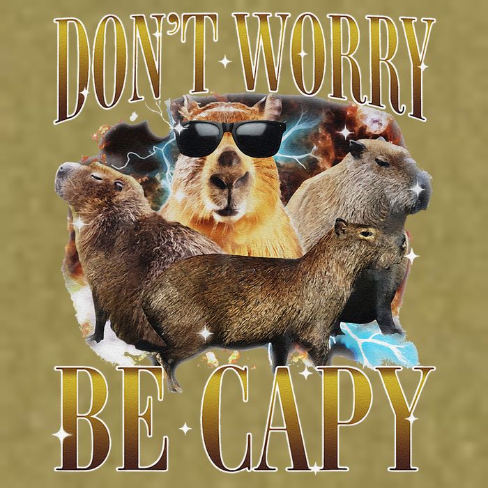 Animals Funny Meme DonT Worry Be Capy Capybara Moon Feral Garment-Dyed Women's Muscle Tee