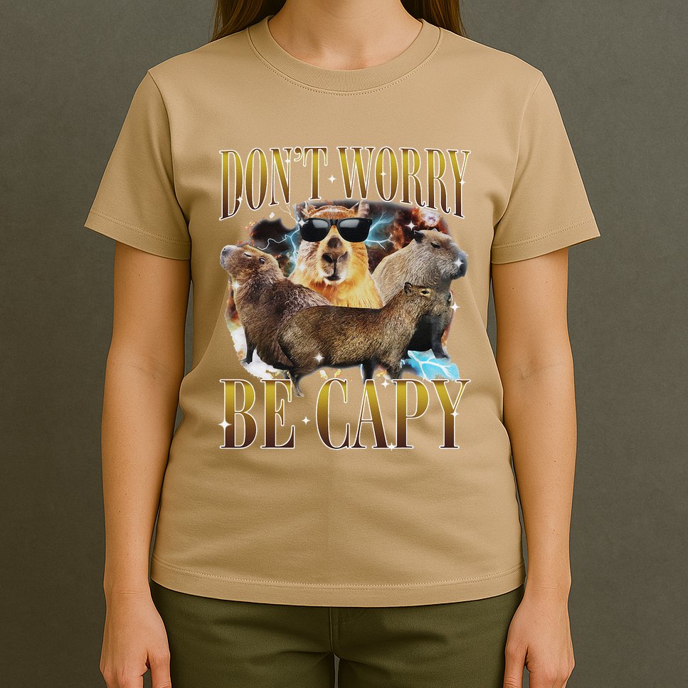 Animals Funny Meme DonT Worry Be Capy Capybara Moon Feral T-Shirt