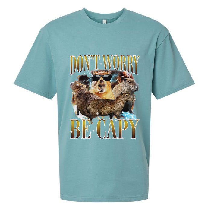 Animals Funny Meme DonT Worry Be Capy Capybara Moon Feral Sueded Cloud Jersey T-Shirt