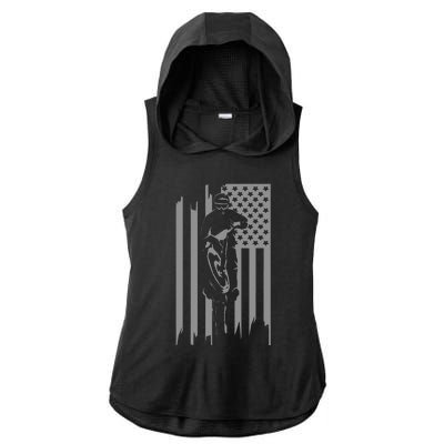 American Flag Motocross Apparel Motocross Dirt Bike Ladies PosiCharge Tri-Blend Wicking Draft Hoodie Tank