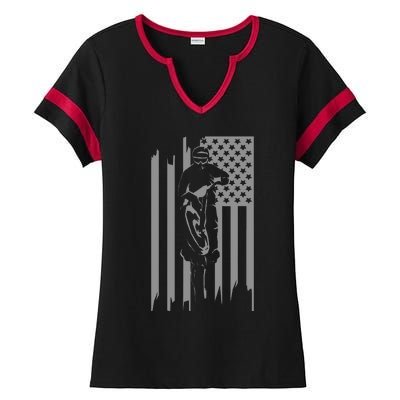 American Flag Motocross Apparel Motocross Dirt Bike Ladies Halftime Notch Neck Tee