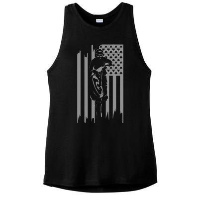 American Flag Motocross Apparel Motocross Dirt Bike Ladies PosiCharge Tri-Blend Wicking Tank