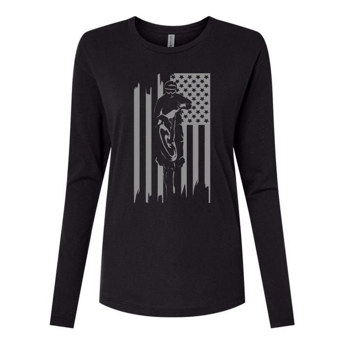 American Flag Motocross Apparel Motocross Dirt Bike Womens Cotton Relaxed Long Sleeve T-Shirt