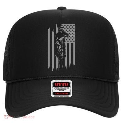 American Flag Motocross Apparel Motocross Dirt Bike High Crown Mesh Back Trucker Hat