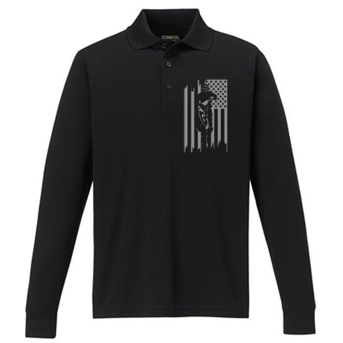 American Flag Motocross Apparel Motocross Dirt Bike Performance Long Sleeve Polo