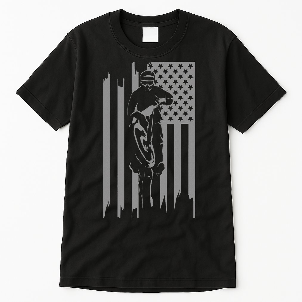 American Flag Motocross Apparel Motocross Dirt Bike Tall T-Shirt