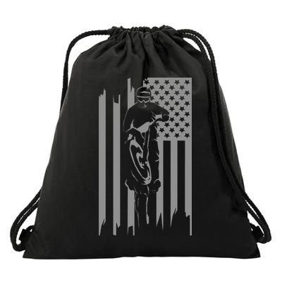 American Flag Motocross Apparel Motocross Dirt Bike Drawstring Bag