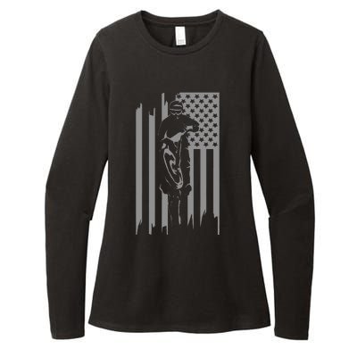 American Flag Motocross Apparel Motocross Dirt Bike Womens CVC Long Sleeve Shirt