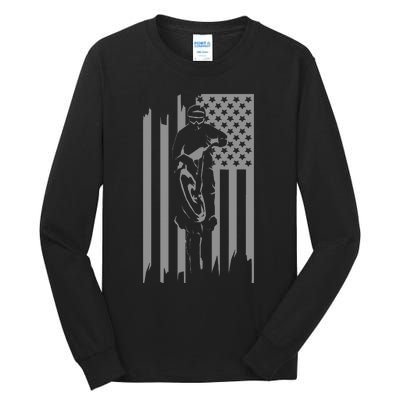 American Flag Motocross Apparel Motocross Dirt Bike Tall Long Sleeve T-Shirt