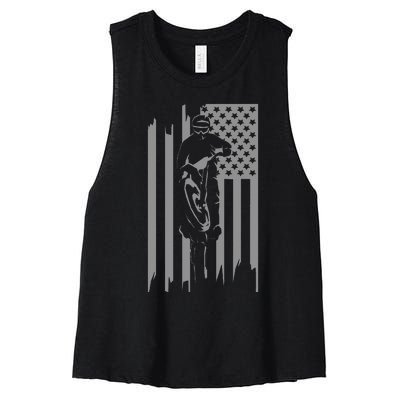 American Flag Motocross Apparel Motocross Dirt Bike Women's Racerback Cropped Tank