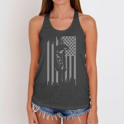 American Flag Motocross Apparel Motocross Dirt Bike Women's Knotted Racerback Tank