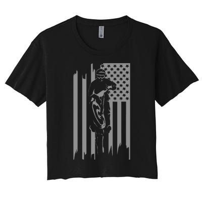 American Flag Motocross Apparel Motocross Dirt Bike Women's Crop Top Tee