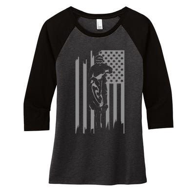 American Flag Motocross Apparel Motocross Dirt Bike Women's Tri-Blend 3/4-Sleeve Raglan Shirt