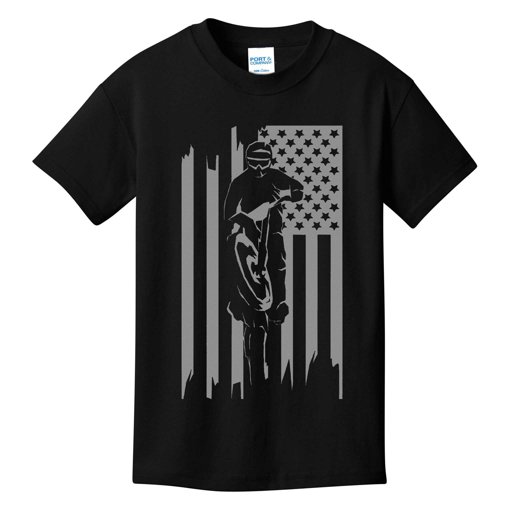 American Flag Motocross Apparel Motocross Dirt Bike Kids T-Shirt