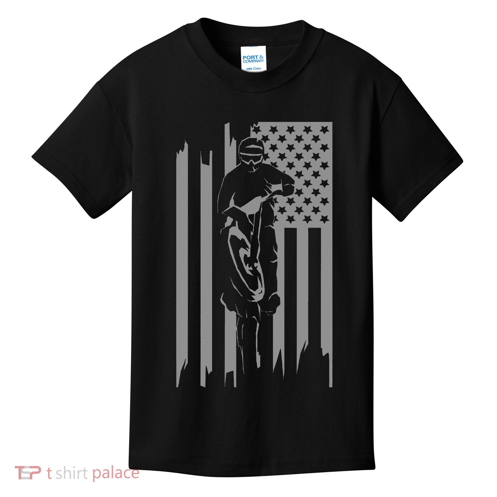 American Flag Motocross Apparel Motocross Dirt Bike Kids T-Shirt