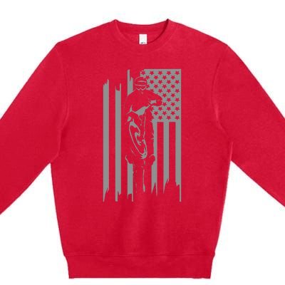 American Flag Motocross Apparel Motocross Dirt Bike Premium Crewneck Sweatshirt