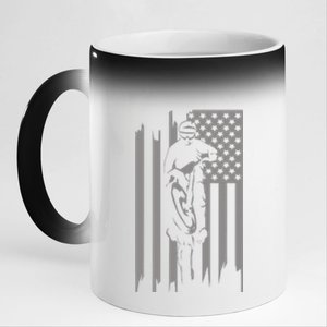 American Flag Motocross Dirt Bike 11oz Black Color Changing Mug