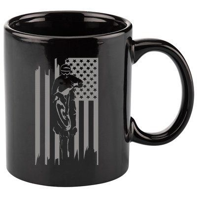 American Flag Motocross Dirt Bike 11oz C Handle Ceramic Mug