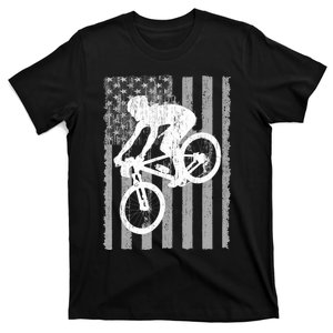 American Flag Mountain Bike Mountain Biking  T-Shirt