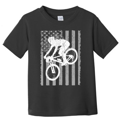 American Flag Mountain Bike Mountain Biking  Toddler T-Shirt