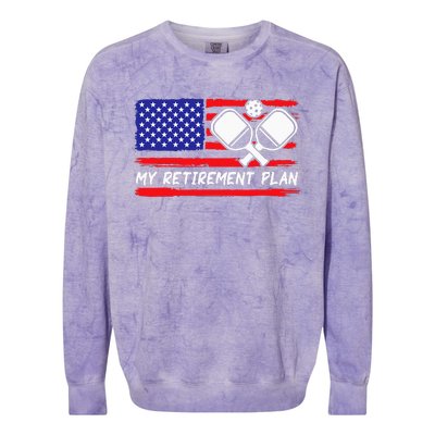 american flag My Retirement Plan Pickleball Lover Colorblast Crewneck Sweatshirt