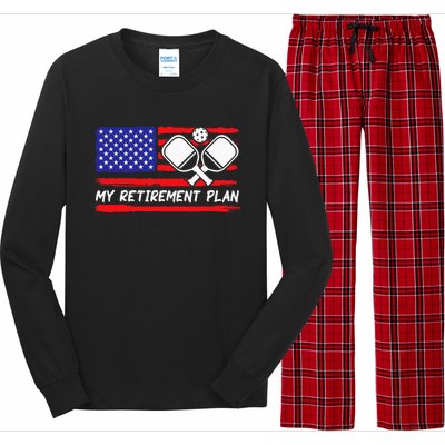 american flag My Retirement Plan Pickleball Lover Long Sleeve Pajama Set