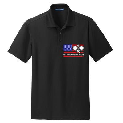 american flag My Retirement Plan Pickleball Lover Dry Zone Grid Polo