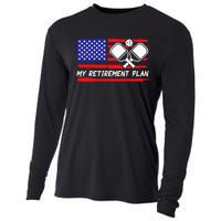 american flag My Retirement Plan Pickleball Lover Cooling Performance Long Sleeve Crew