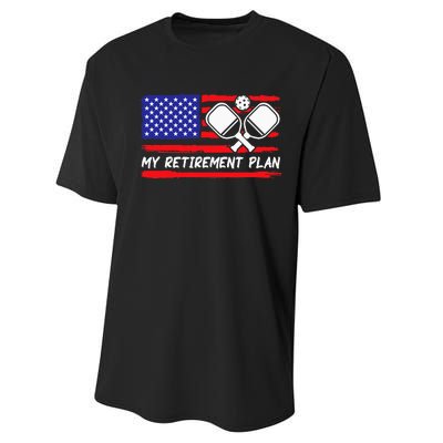 american flag My Retirement Plan Pickleball Lover Performance Sprint T-Shirt