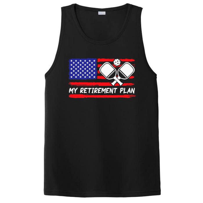 american flag My Retirement Plan Pickleball Lover PosiCharge Competitor Tank