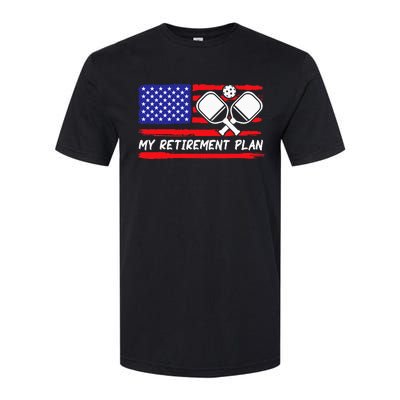 american flag My Retirement Plan Pickleball Lover Softstyle CVC T-Shirt