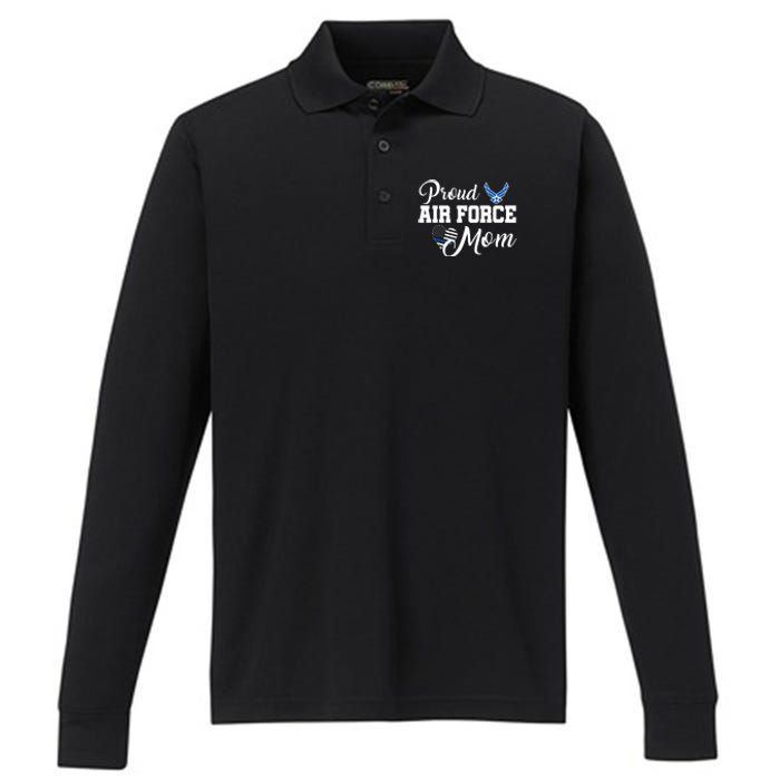 Air Force Mom Performance Long Sleeve Polo