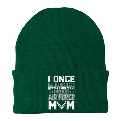 Air Force Mom I ONCE PROTECTED Her NOW SHE PROTECTS ME Knit Cap Winter Beanie