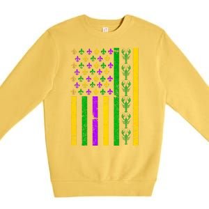 American Flag Mardi Gras Tshirt Mardi Gras Crawfish Premium Crewneck Sweatshirt