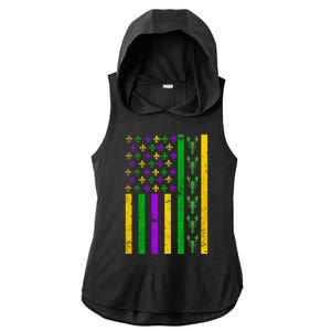 American Flag Mardi Gras Tshirt Mardi Gras Crawfish Ladies PosiCharge Tri-Blend Wicking Draft Hoodie Tank