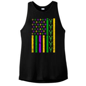 American Flag Mardi Gras Tshirt Mardi Gras Crawfish Ladies PosiCharge Tri-Blend Wicking Tank