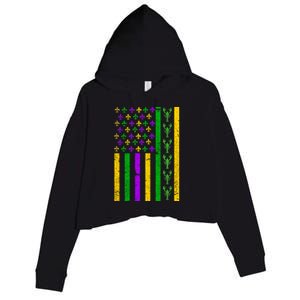 American Flag Mardi Gras Tshirt Mardi Gras Crawfish Crop Fleece Hoodie