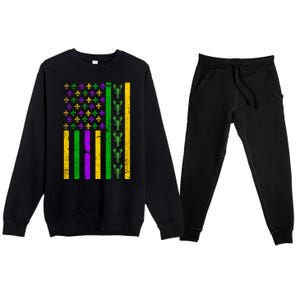 American Flag Mardi Gras Tshirt Mardi Gras Crawfish Premium Crewneck Sweatsuit Set